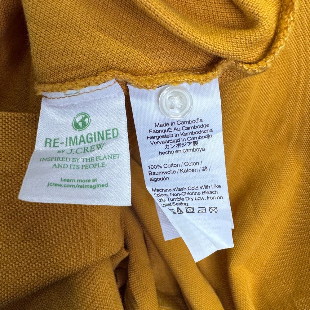 J.Crew Pique Polo Shirt XLT Mustard Yellow Short Sleeve Preppy Casual Tall - Picture 4 of 9